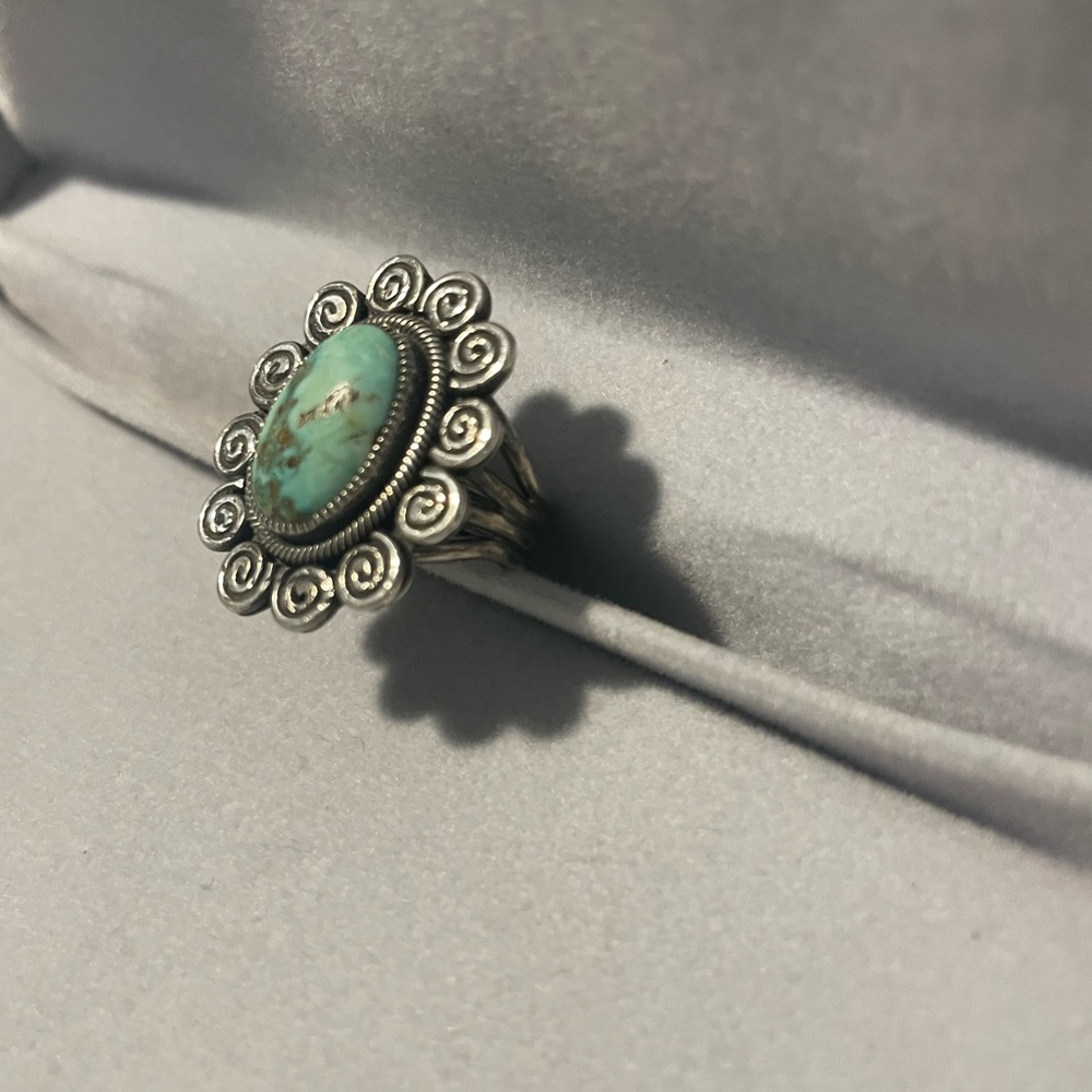 Sterling Silver And Large Turquoise Ring - image 4